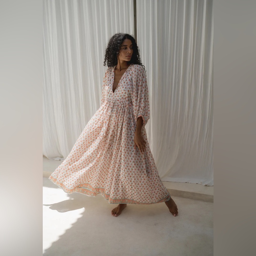 Daughters of India - Kyra Maxi Dress in Coral